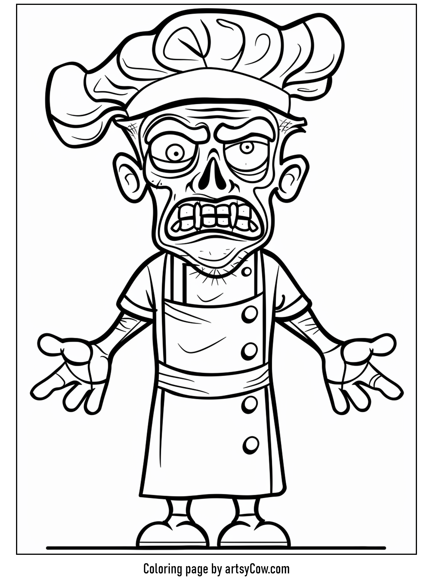 free halloween coloring pages for kids and adults, Zombie Chef Raising Spirits